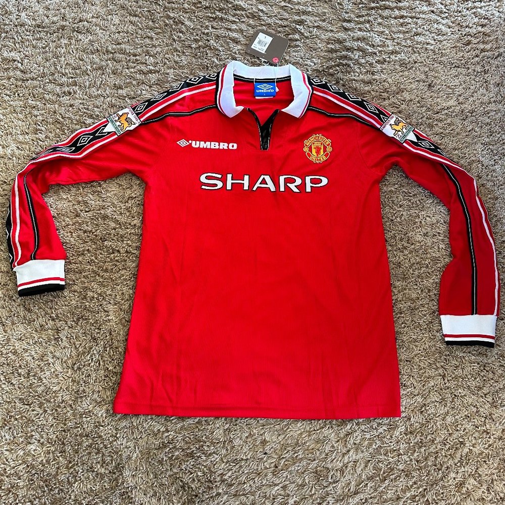 David Beckham Manchester United Retro Vintage Soccer Jersey - Long Sleeve - NEW